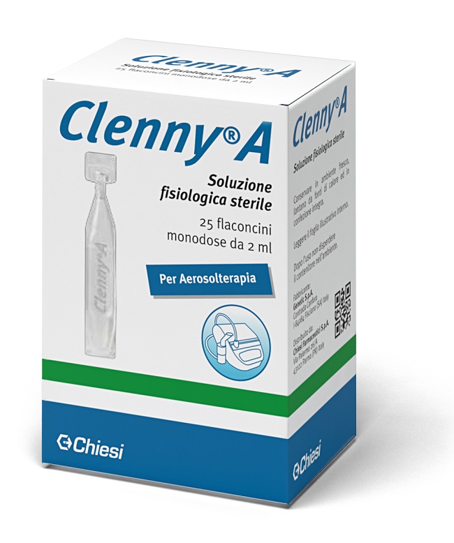 CLENNY A SOLUZIONE FISIOLOGICA STERILE PER AEROSOLTERAPIA 25 FLACONCINI MONODOSE DA 2 ML - Farmacia Del Monaco