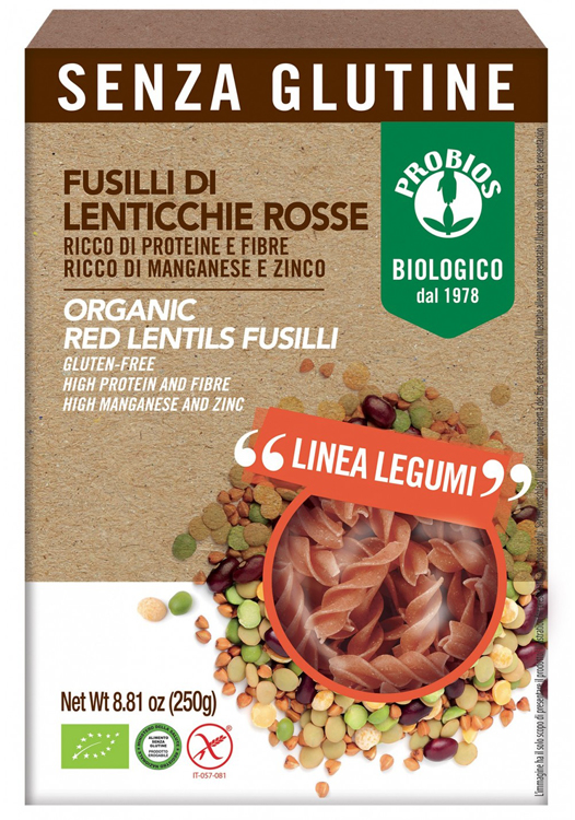 SPECIALITA' 100% LEGUMI FUSILLI LENTICCHIE ROSSE 250 G - Farmacia Del Monaco