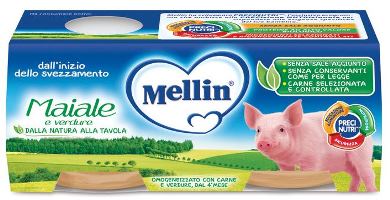 MELLIN OMOGENEIZZATO MAIALE CON VERDURE 2 PEZZI X 80 G - Farmacia Del Monaco