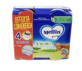MELLIN OMOGENEIZZATO VITELLO 4 PEZZI X 80 G - Farmacia Del Monaco