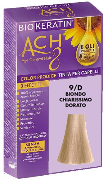 BIOKERATIN ACH8 COLOR PRODIGE 9/D BIONDO CHIARISSIMO DORATO - Farmacia Del Monaco
