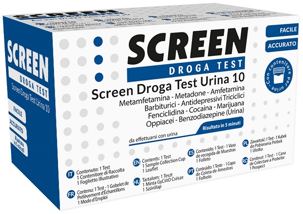 SCREEN DROGA TEST 10 DROGHE TEST ANTIDROGA CON CONTENITORE URINA - Farmacia Del Monaco