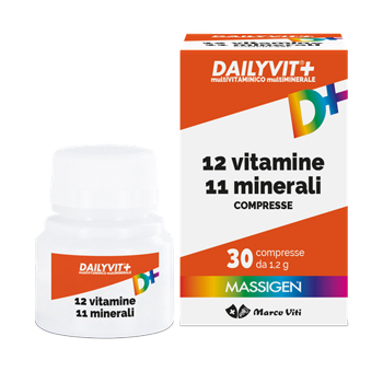 MASSIGEN DAILYVIT 12 VITAMINE 11 MINERALI 30 COMPRESSE RIVESTITE - Farmacia Del Monaco
