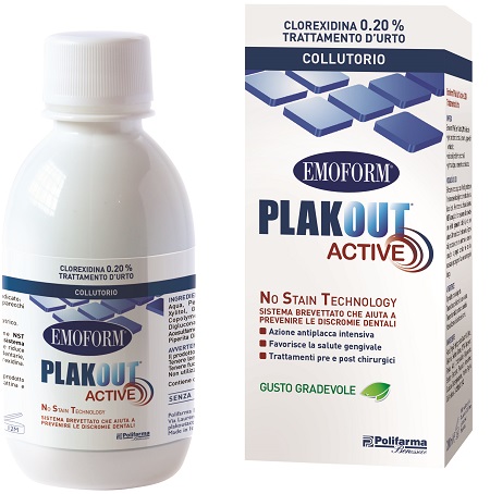 EMOFORM PLAK OUT ACTIVE CLOREXIDINA 0,20% COLLUTORIO 200 ML - Farmacia Del Monaco