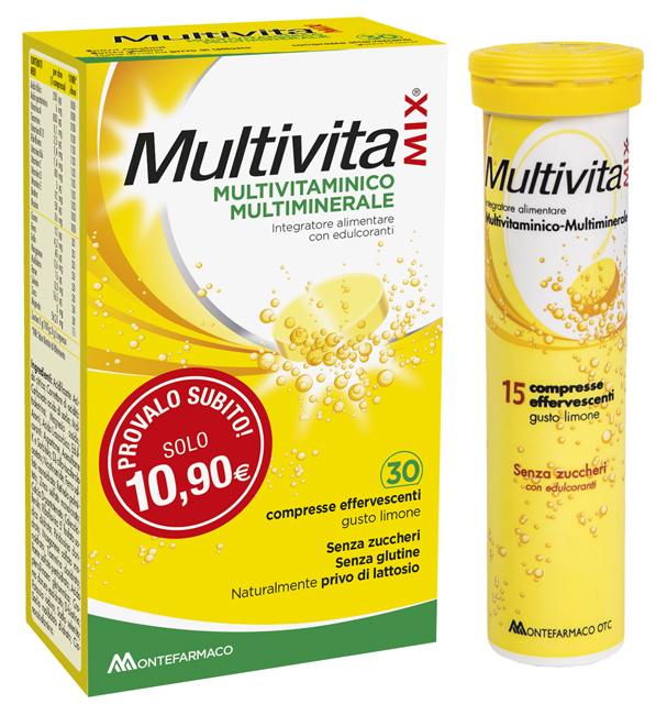 MULTIVITAMIX SENZA ZUCCHERO 30 COMPRESSE EFFERVESCENTI - Farmacia Del Monaco