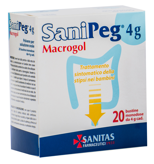 SANIPEG MACROGOL POLVERE PER SOLUZIONE ORALE 20 BUSTINE DA 4 G - Farmacia Del Monaco