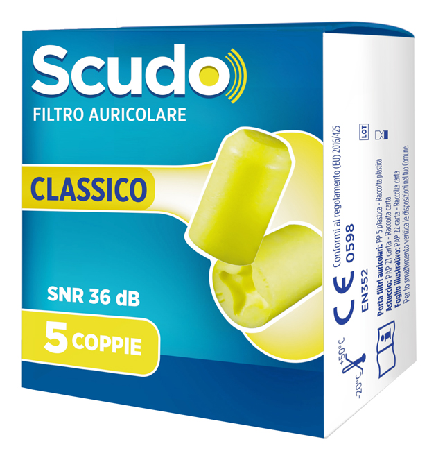 SCUDO FILTRO AURICOLARE CLASSICO SNR 36 DB 7-12MM 5 PAIA - Farmacia Del Monaco