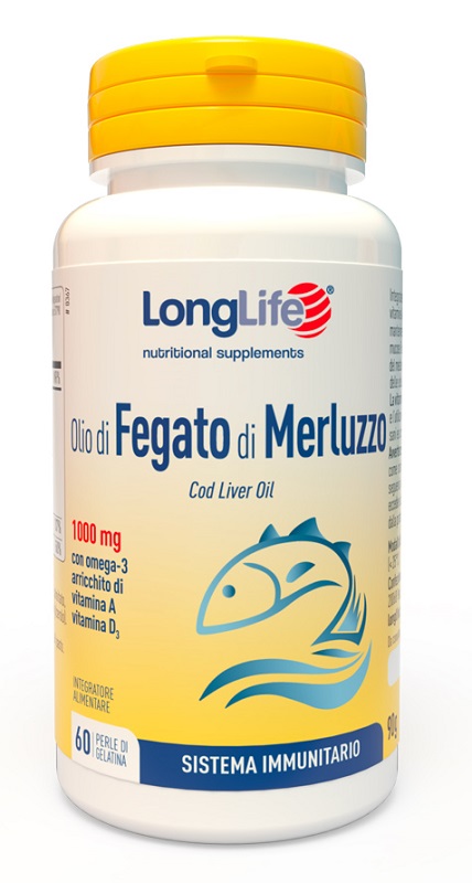 LONGLIFE OLIO FEGATO MERLUZZO 1000 MG 60 PERLE IN GELATINA - Farmacia Del Monaco
