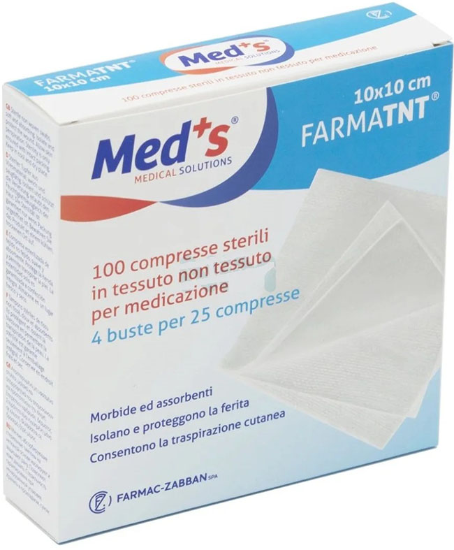 GARZA COMPRESSA MEDS TESSUTO NON TESSUTO 10X10CM 100 PEZZI - Farmacia Del Monaco