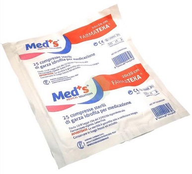 GARZA COMPRESSA IDROFILA MEDS FARMATEXA 12/8 20X20CM 25 PEZZI - Farmacia Del Monaco