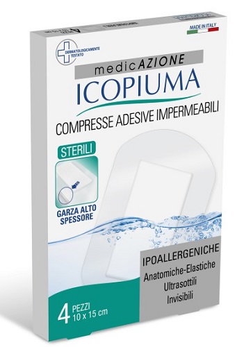 ICOPIUMA GARZA COMPRESSA MEDICATA POSTOPERATORIA 10X15 CM 4 PEZZI - Farmacia Del Monaco