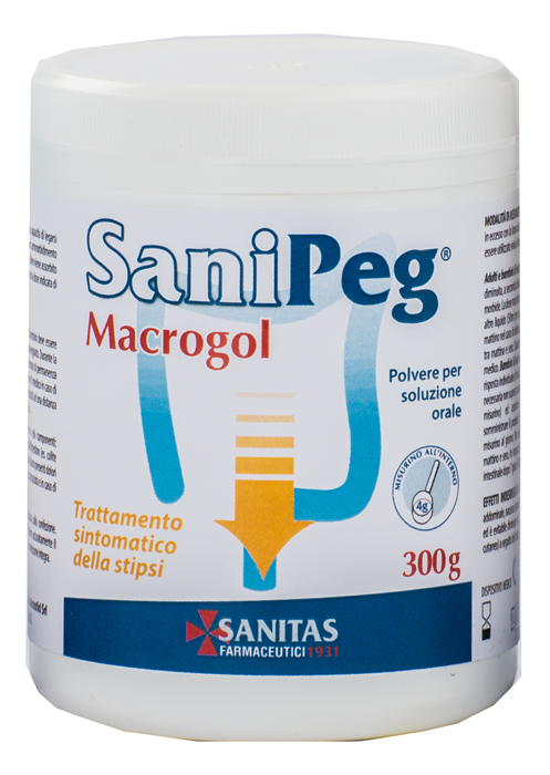 SANIPEG MACROGOL POLVERE PER SOLUZIONE ORALE BARATTOLO 300 G - Farmacia Del Monaco