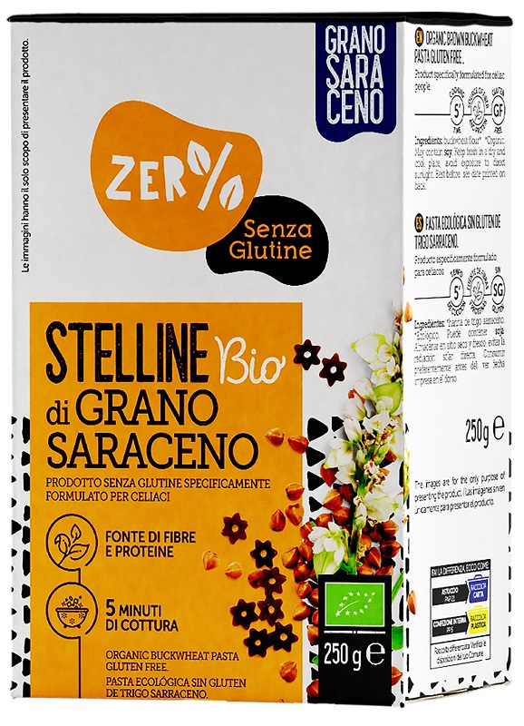 ZERO% GLUTINE STELLINE GRANO SARACENO INTEGRALE SENZA GLUTINE BIO 250 G - Farmacia Del Monaco
