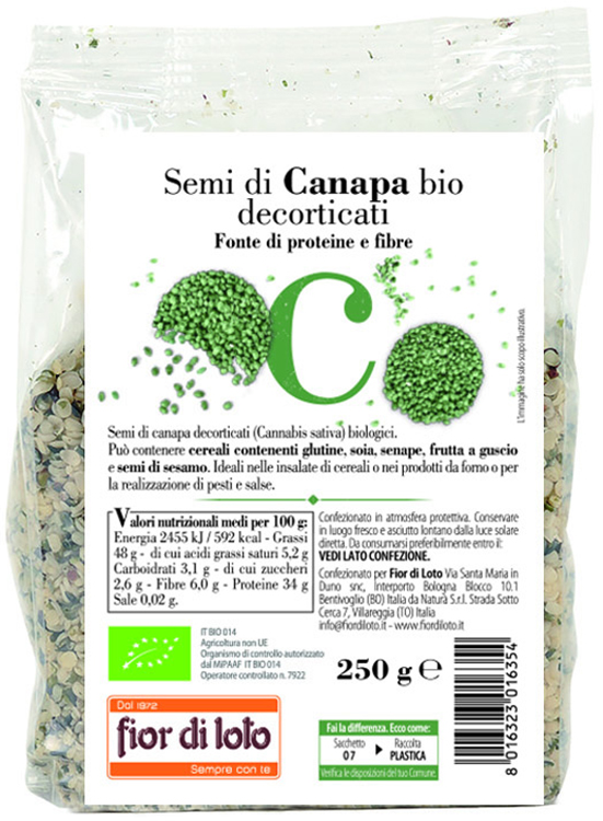 SEMI CANAPA DECORTICATA BIO 250 G - Farmacia Del Monaco