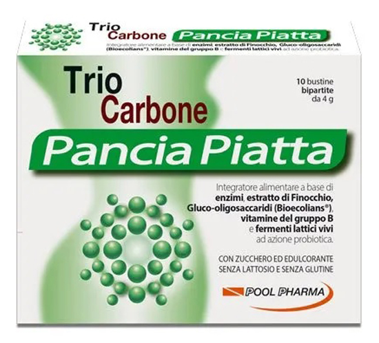 TRIOCARBONE PANCIA PIATTA 10 BUSTINE BIPARTITE 4 G - Farmacia Del Monaco