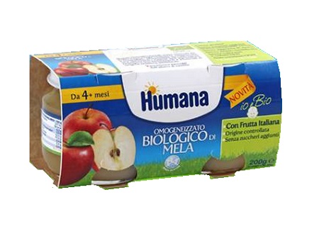 HUMANA OMOGENEIZZATO MELA BIO 2 VASETTI 100G - Farmacia Del Monaco