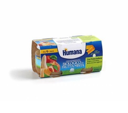 HUMANA OMOGENEIZZATO FRUTTA MISTA BIO 2 VASETTI 100 G - Farmacia Del Monaco