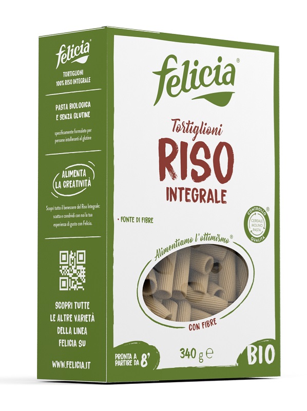 FELICIA BIO RISO INTEGRALE TORTIGLIONI 340 G - Farmacia Del Monaco