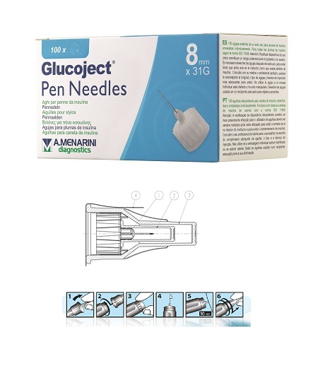AGO PER PENNA DA INSULINA GLUCOJECT LUNGHEZZA 8 MM GAUGE 31 100 PEZZI - Farmacia Del Monaco