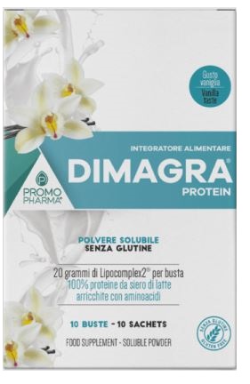 DIMAGRA PROTEIN POLVERE SOLUBILE GUSTO VANIGLIA 10 BUSTINE - Farmacia Del Monaco