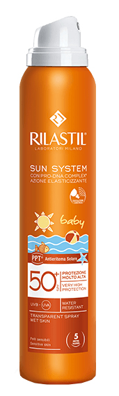 RILASTIL SUN SYSTEM BABY PPT SPF 50+ TRANSPARENT SPRAY WET SKIN 200 ML - Farmacia Del Monaco