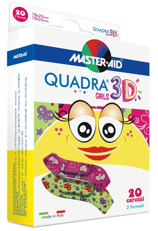 CEROTTO MASTER-AID QUADRA 3D GIRLS 20 PEZZI ASSORTITI - Farmacia Del Monaco