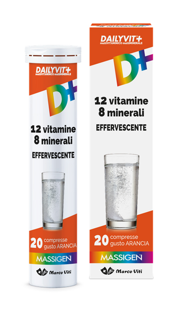 MASSIGEN DAILYVIT 12 VITAMINE 8 MINERALI EFFERVESCENTE 20 COMPRESSE - Farmacia Del Monaco