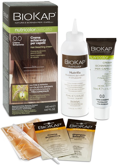 BIOKAP NUTRICOLOR 0,0 NEW CREMA SCHIARENTE TINTA TUBO + FLACONE - Farmacia Del Monaco