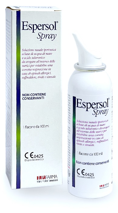 SOLUZIONE NASALE ESPERSOL SPRAY IPERTONICA A BASE DI ACQUA DI MARE E ACIDO IALURONICO 0,02% 100ML - Farmacia Del Monaco