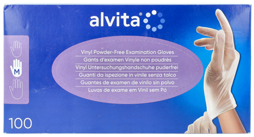 GUANTI DA ISPEZIONE ALVITA IN VINILE SENZA TALCO M 100 PEZZI - Farmacia Del Monaco