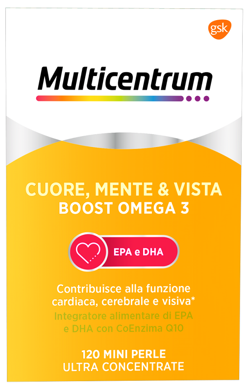 MULTICENTRUM CUORE MENTE E VISTA BOOST OMEGA 3 120 MINI PERLE - Farmacia Del Monaco