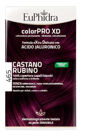 EUPHIDRA COLORPRO XD 465 CAST RUBINO GEL COLORANTE CAPELLI IN FLACONE + ATTIVANTE + BALSAMO + GUANTI - Farmacia Del Monaco