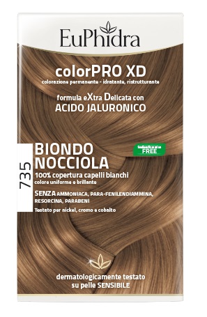 EUPHIDRA COLORPRO XD 735 BIONDO NOCCIOLA GEL COLORANTE CAPELLI IN FLACONE + ATTIVANTE + BALSAMO + GUANTI - Farmacia Del Monaco