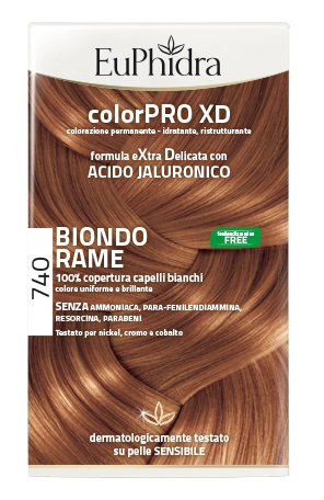 EUPHIDRA COLORPRO XD 740 BIONDO RAME GEL COLORANTE CAPELLI IN FLACONE + ATTIVANTE + BALSAMO + GUANTI - Farmacia Del Monaco