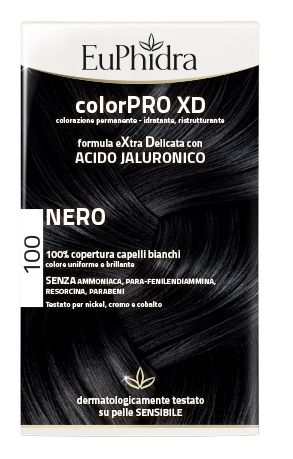 EUPHIDRA COLORPRO XD 100 NERO GEL COLORANTE CAPELLI IN FLACONE + ATTIVANTE + BALSAMO + GUANTI - Farmacia Del Monaco