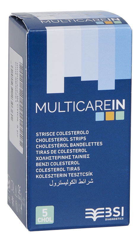 TEST COLESTEROLEMIA MULTICARE IN COLESTEROLO IN STRISCE CON ASPIRAZIONE CAPILLARE 5 PEZZI - Farmacia Del Monaco