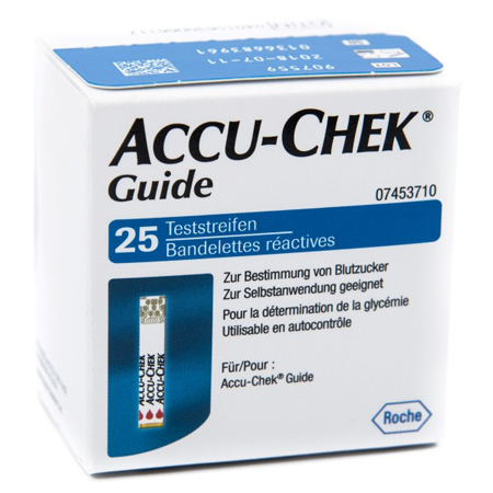 STRISCE MISURAZIONE GLICEMIA ACCU-CHEK GUIDE 25 PEZZI CONFEZIONE RETAIL - Farmacia Del Monaco