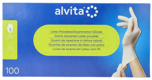 GUANTI DA ISPEZIONE ALVITA IN LATTICE TALCATI S 100 PEZZI - Farmacia Del Monaco