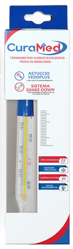 TERMOMETRO CLINICO OVALE AL GALLIO CON AGITATORE CURATERM - Farmacia Del Monaco