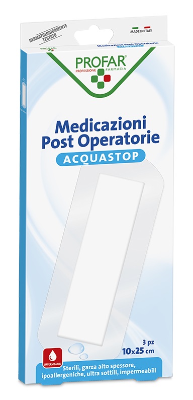 ACQUASTOP MEDICAZIONE POST OPERATORIA PROFAR MED 10X25 CM 3 PEZZI - Farmacia Del Monaco