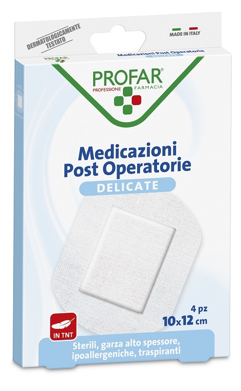 MEDICAZIONE POST OPERATORIA STERILE GARZA ANTIADERENTE 10X12 CM 4 PEZZI PROFAR - Farmacia Del Monaco