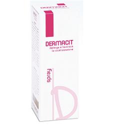DERMACIT SPRAY FLACONE CILINDRICO IN PE BIANCO CON TASTO EROGATORE SPRAY IN PP BIANCO E CAPPUCCIO SALVATASTO TRASPARENTE,DISPOSITIVO MEDICO 1 PZ - Farmacia Del Monaco