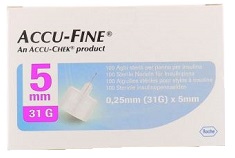 AGO PER PENNA DA INSULINA ACCU-FINE PEN NEEDLE ACCU-CHEK GAUGE 31 X 5MM 100 PEZZI - Farmacia Del Monaco