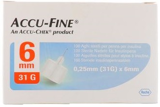 AGO PER PENNA DA INSULINA ACCU-FINE PEN NEEDLE ACCU-CHEK GAUGE 31 X 6MM 100 PEZZI - Farmacia Del Monaco