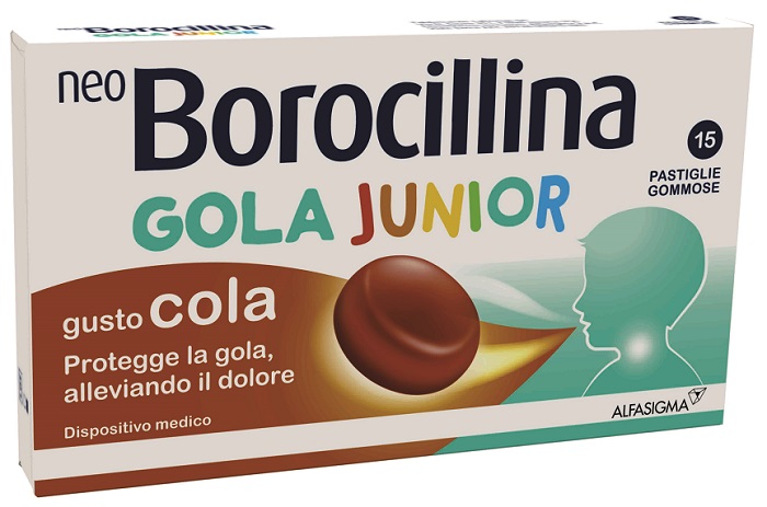 NEOBOROCILLINA GOLA JUNIOR 15 PASTIGLIE GUSTO COLA - Farmacia Del Monaco