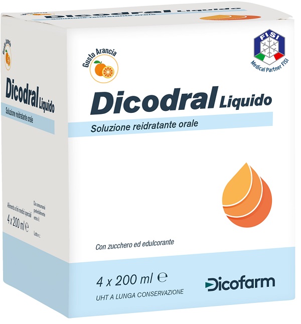 DICODRAL LIQUIDO SOLUZIONE REIDRATANTE ORALE 4 X 200 ML - Farmacia Del Monaco