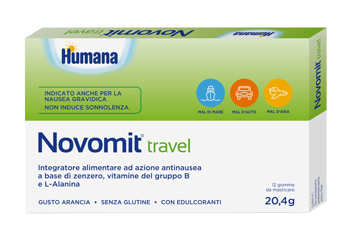 NOVOMIT TRAVEL 12 GOMME DA MASTICARE GUSTO ARANCIA - Farmacia Del Monaco