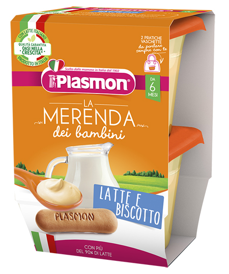 PLASMON LA MERENDA DEI BAMBINI MERENDE LATTE BISCOTTO ASETTICO 2 X 120 G - Farmacia Del Monaco