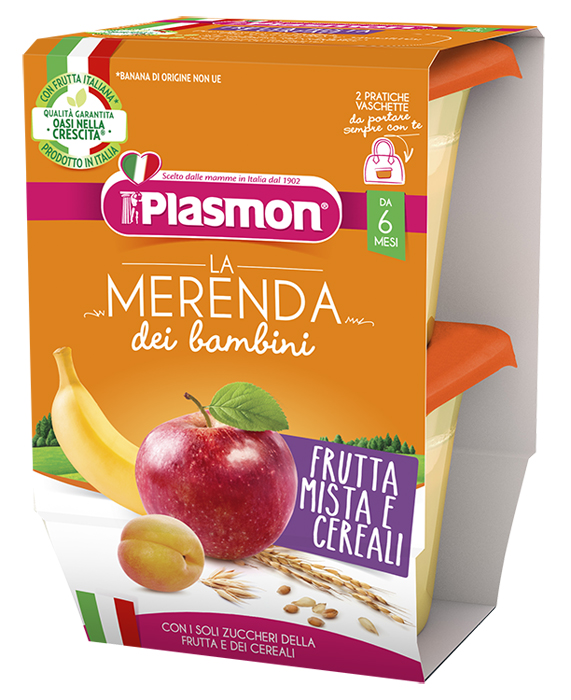 PLASMON LA MERENDA DEI BAMBINI MERENDE FRUTTA CEREALI ASETTICO 2 X 120 G - Farmacia Del Monaco