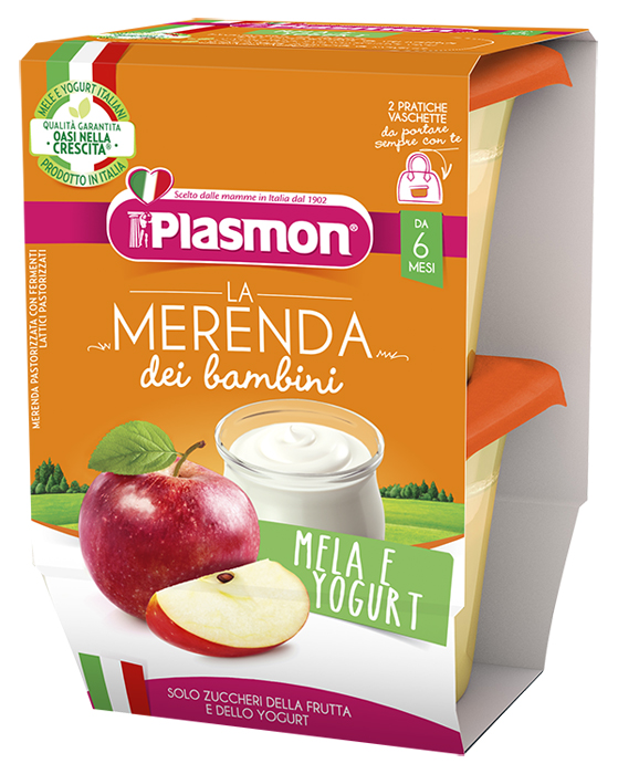 PLASMON LA MERENDA DEI BAMBINI SAPORI DI NATURA MELA YOGURT ASETTICO 2 X 120 G - Farmacia Del Monaco